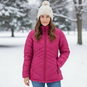 Champion Premium Down Puffer Jacket Women 1X Pink Full Zip Outdoor Everyday Wear